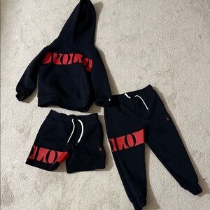 Polo by Ralph Lauren Kids Black and Red Shorts Set